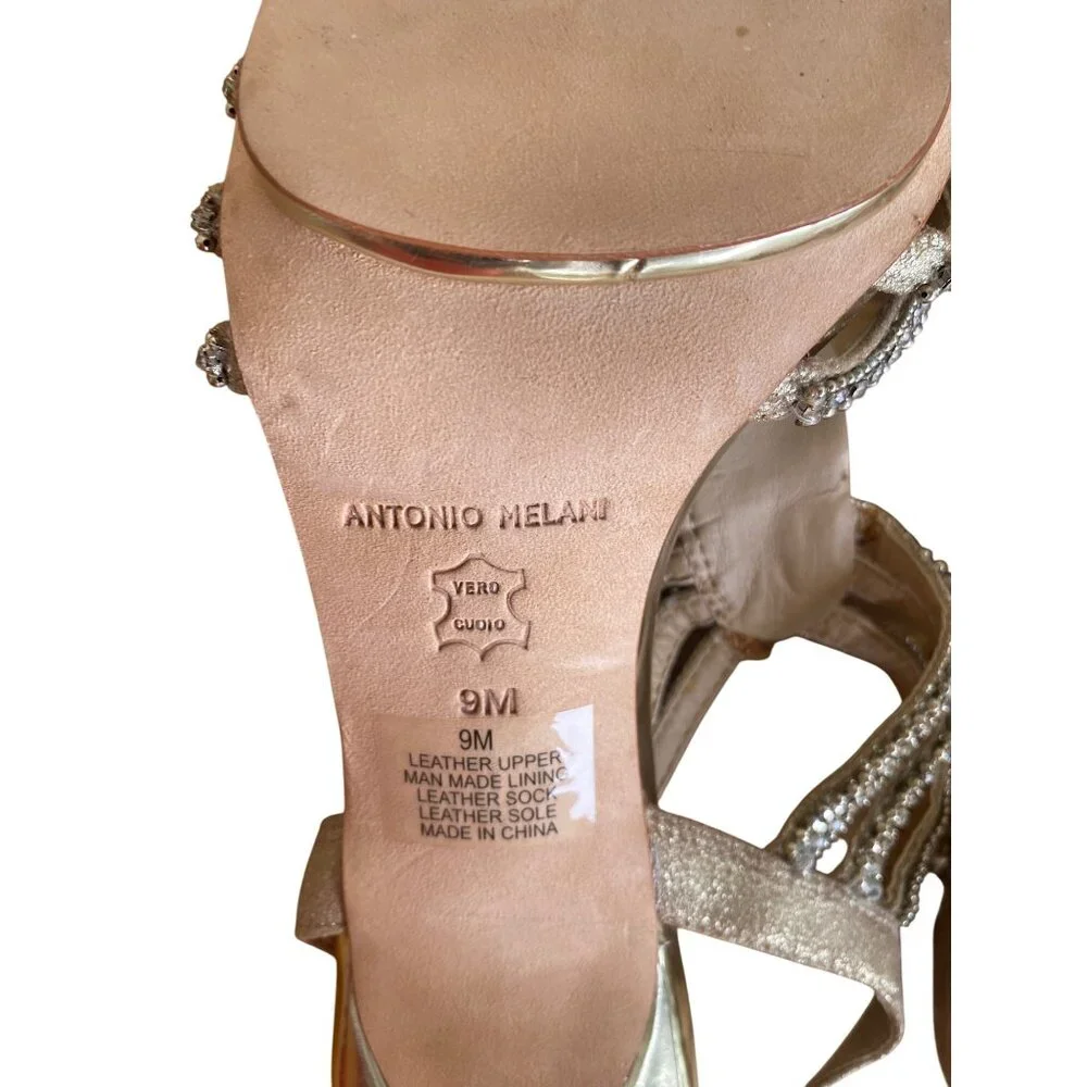 Antonio Melani Marnee Sandals‎ 9M Strappy Rhinestone Slingback Leather Upper NEW